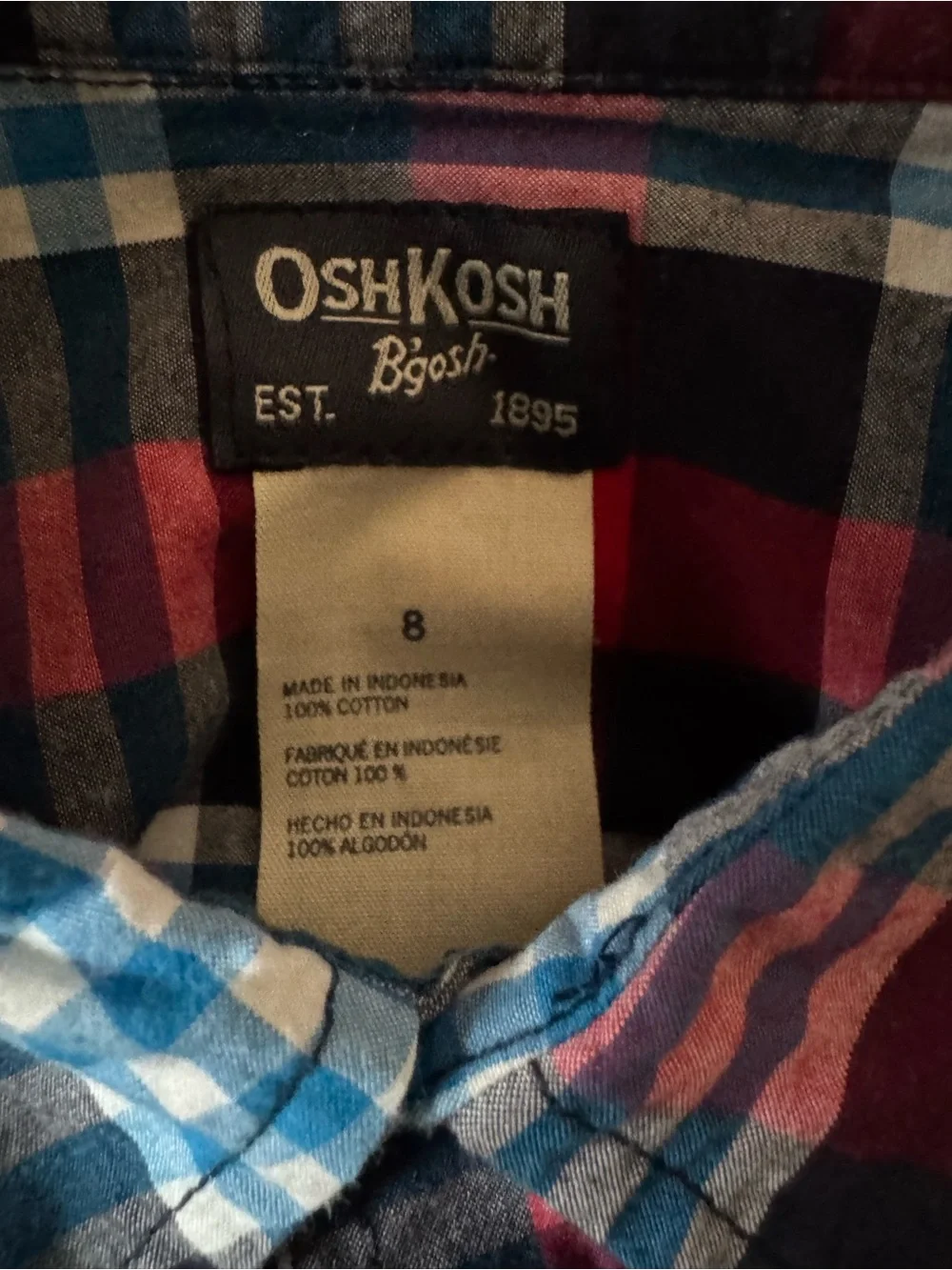 😎OshKosh B'gosh Boys Kids Plaid Fall Casual Button Down Cotton Shirts | 8